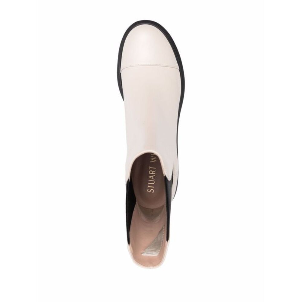 STUART WEITZMAN Womens Beige Norah Round Toe Block Heel Leather Booties 9 C - Picture 4 of 4
